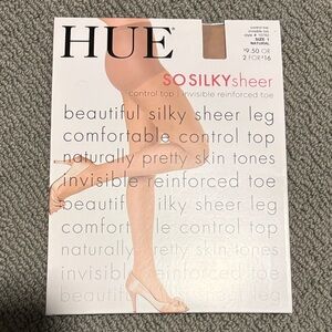 HUE Silky Sheer Control Top Tights - Natural